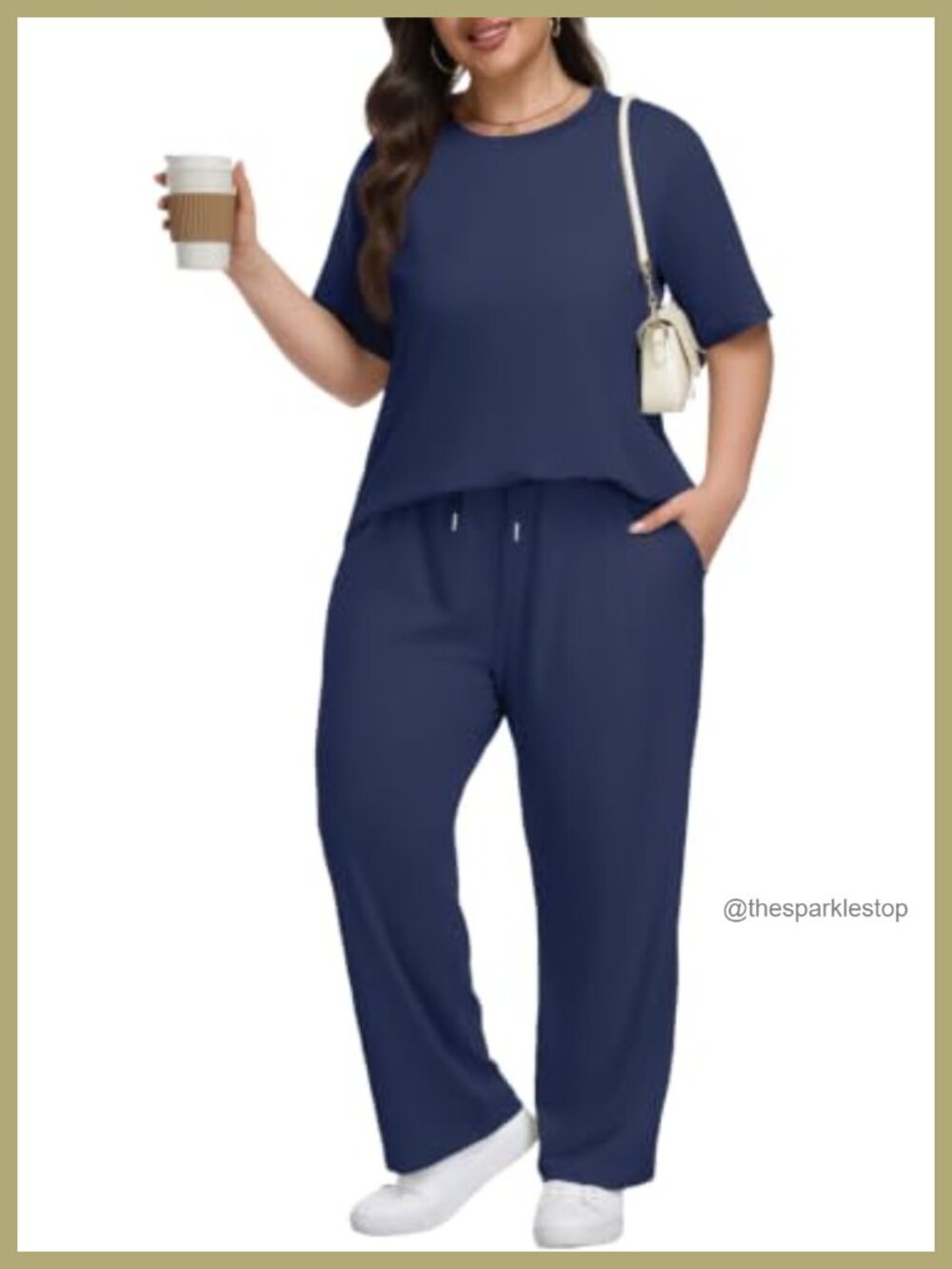 Plus Size Two Piece Lounge Set Short Sleeve Knit Top & Shorts Travel Outfit